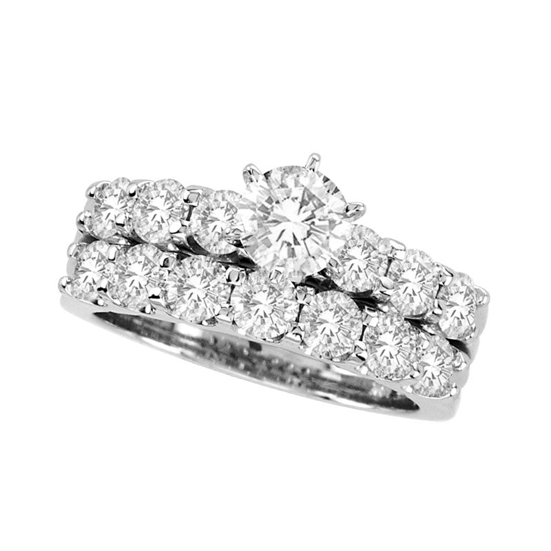 2.5 CT. T.W. Natural Diamond Bridal Engagement Ring Set in Solid 14K White Gold