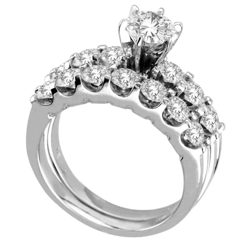 2.5 CT. T.W. Natural Diamond Bridal Engagement Ring Set in Solid 14K White Gold