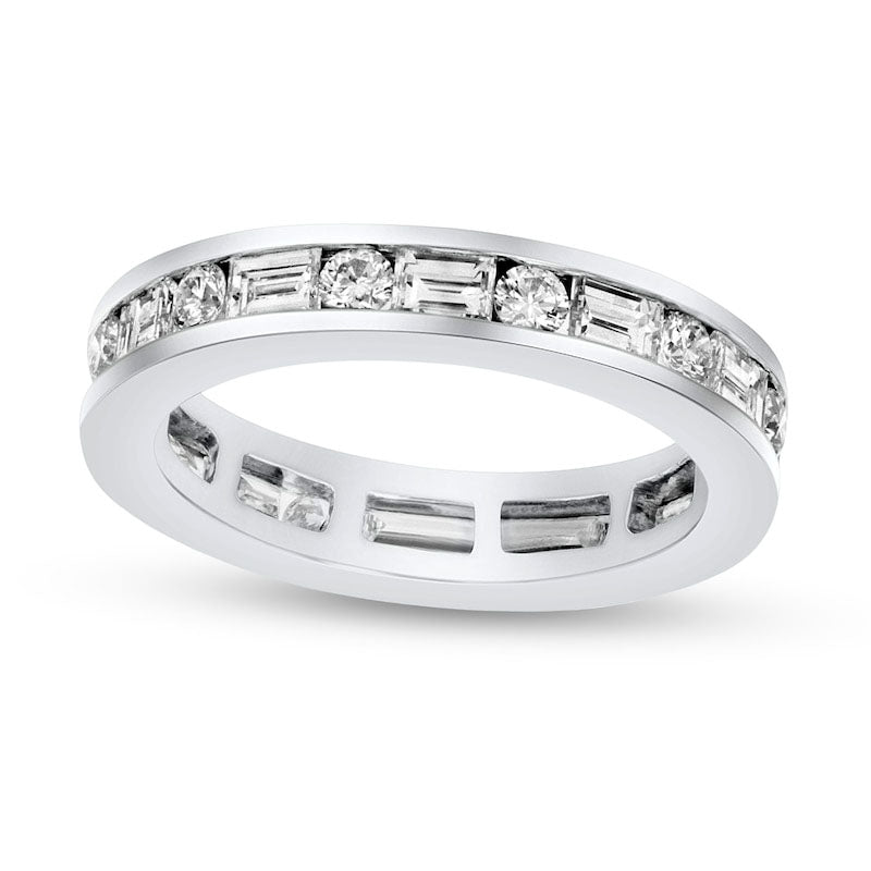 1.63 CT. T.W. Natural Diamond Alternating Eternity Band in Solid 14K White Gold (I/SI2)