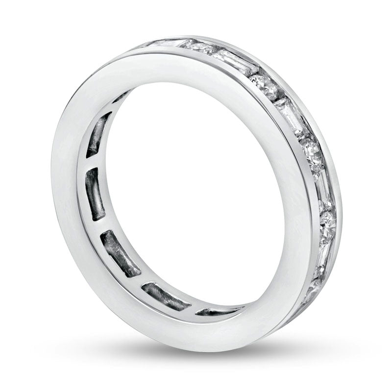 1.63 CT. T.W. Natural Diamond Alternating Eternity Band in Solid 14K White Gold (I/SI2)