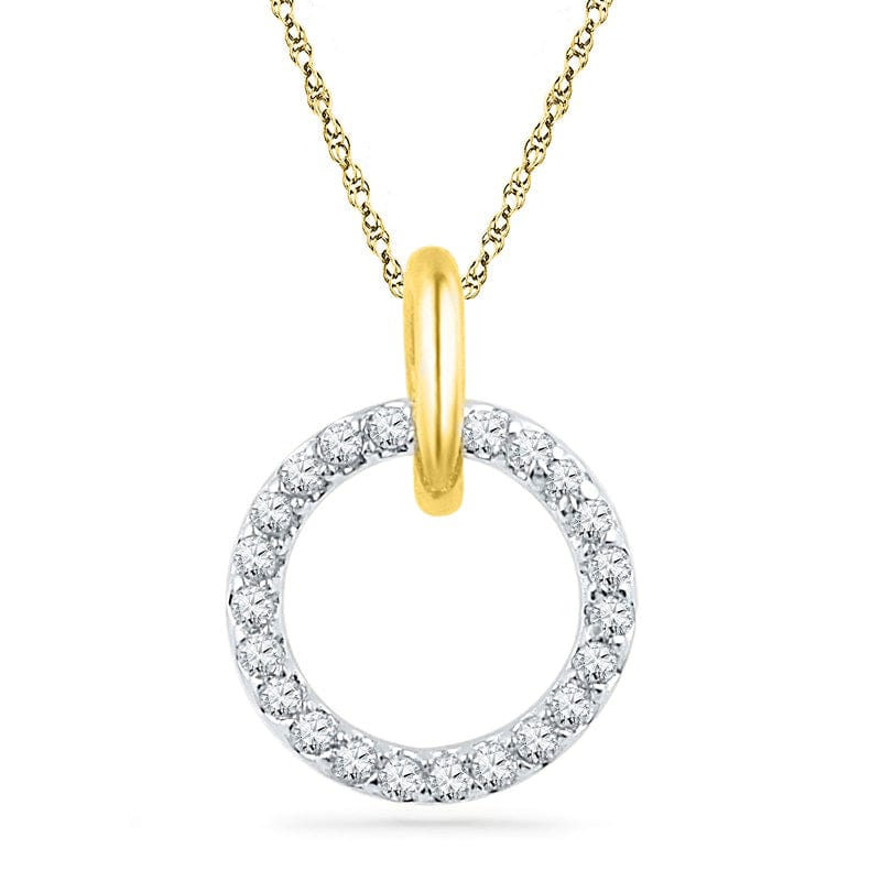 0.1 CT. T.W. Natural Diamond Circle Pendant in 10K Yellow Gold