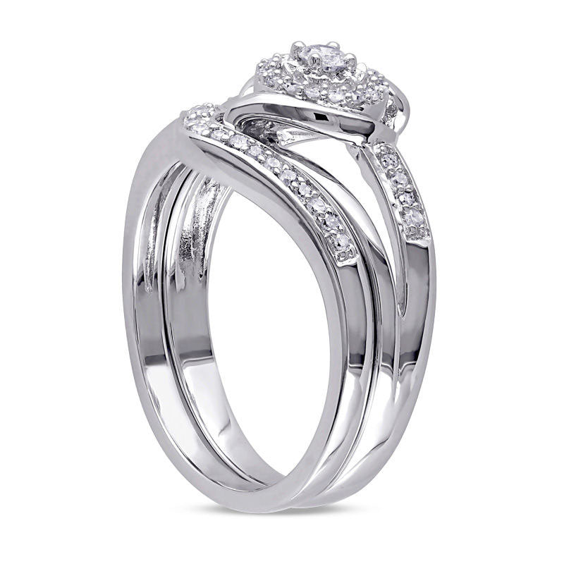 0.25 CT. T.W. Natural Diamond Swirl Bridal Engagement Ring Set in Sterling Silver