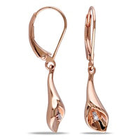 Diamond Accent Calla Lily Drop Earrings in Sterling Silver with Rose Rhodium