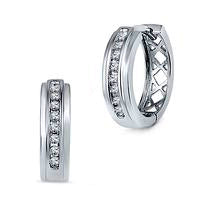 0.25 CT. T.W. Diamond Hoop Earrings in Sterling Silver