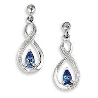 Pear-Shaped Tanzanite and Diamond Accent Drop Earrings in Sterling Silver