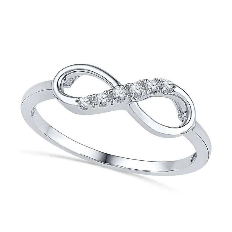 Natural Diamond Accent Sideways Infinity Ring in Solid 10K White Gold