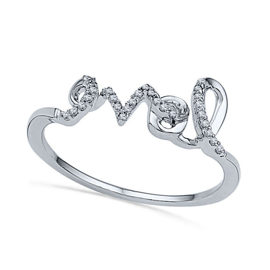 Natural Diamond Accent Cursive "LOVE" Ring in Sterling Silver