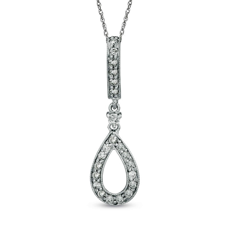 0.33 CT. T.W. Natural Diamond Open Teardrop Pendant in 14K White Gold