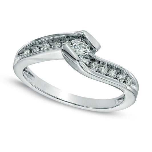 0.25 CT. T.W. Natural Diamond Bypass Promise Ring in Solid 10K White Gold