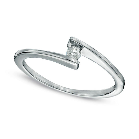 Natural Clarity Enhanced Diamond Accent Solitaire Bypass Promise Ring in Solid 10K White Gold