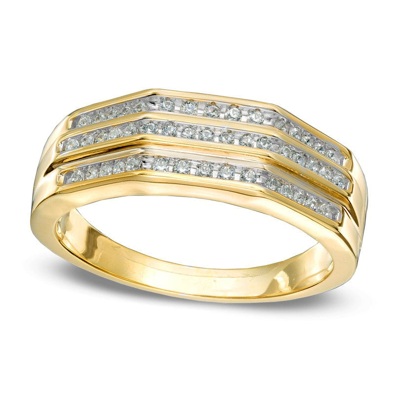 Men's 0.25 CT. T.W. Natural Diamond Wedding Band in Solid 10K Yellow Gold