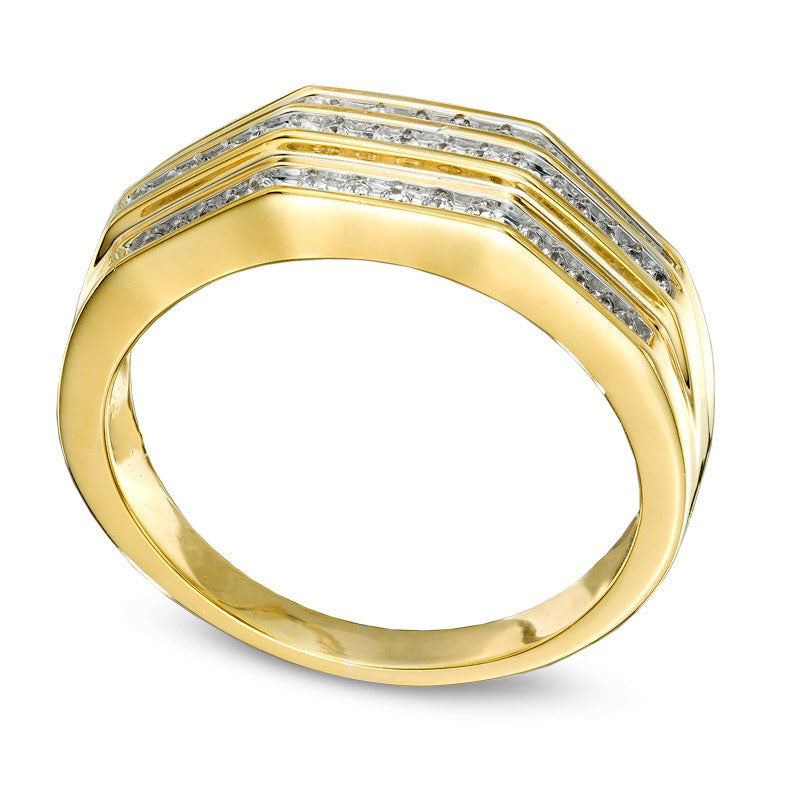 Men's 0.25 CT. T.W. Natural Diamond Wedding Band in Solid 10K Yellow Gold