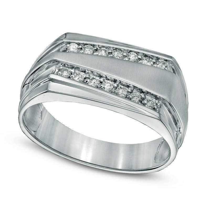 Men's 0.20 CT. T.W. Natural Diamond Ring in Solid 10K White Gold