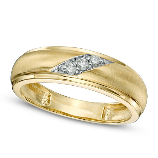 Men's 0.13 CT. T.W. Natural Diamond Ring in Solid 10K Yellow Gold