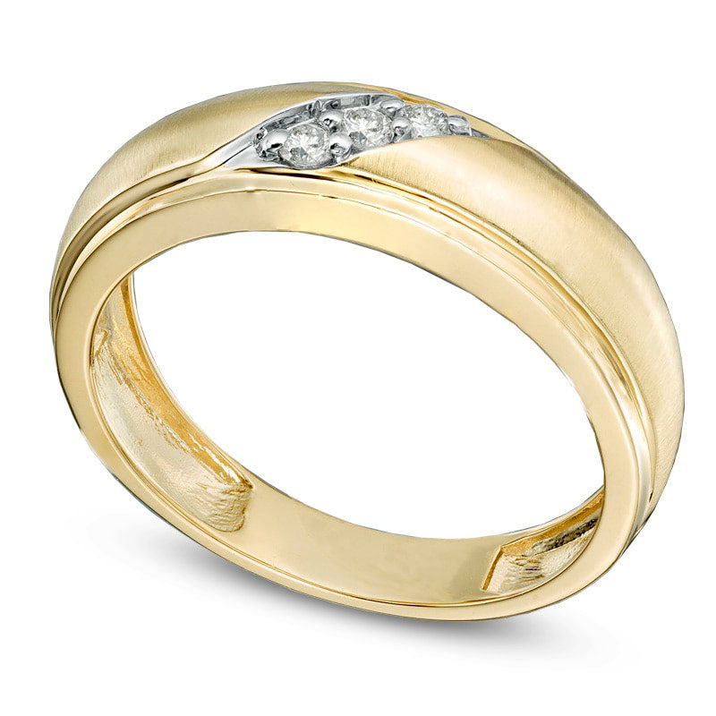 Men's 0.13 CT. T.W. Natural Diamond Ring in Solid 10K Yellow Gold