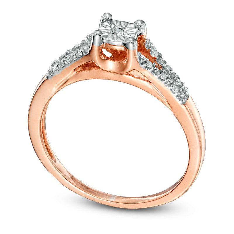 Natural Diamond Accent Split Shank Promise Ring in Solid 10K Rose Gold