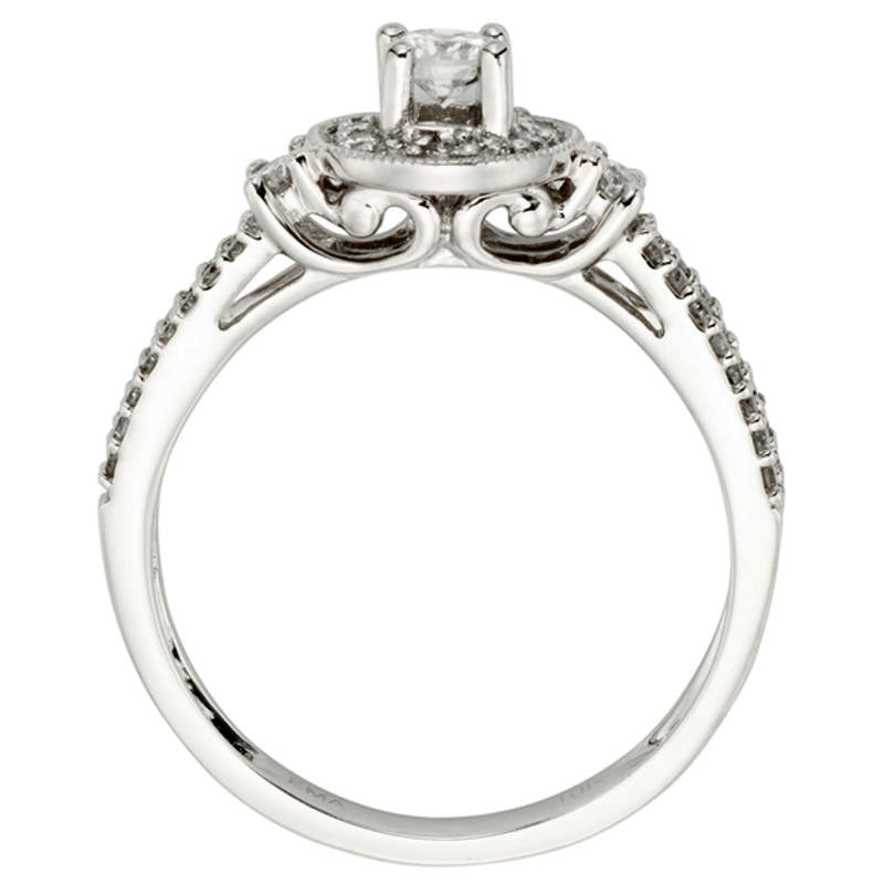 0.50 CT. T.W. Certified Natural Diamond Frame Split Shank Engagement Ring in Solid 10K White Gold (I/I2)