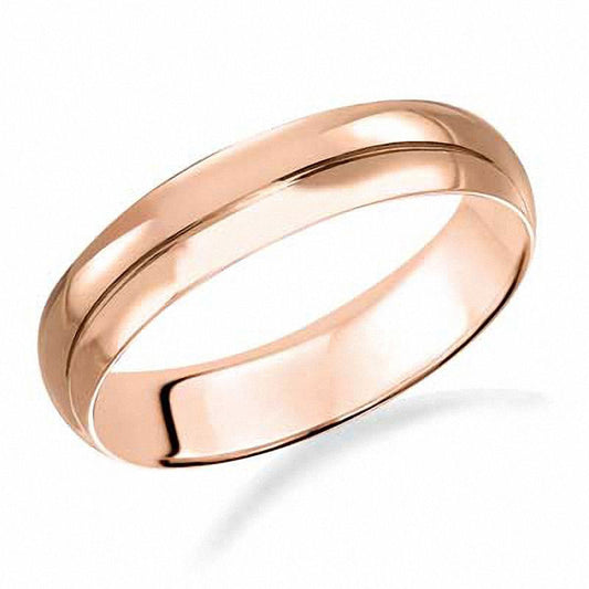 Ladies' 4.0mm Low Dome Wedding Band in Solid 14K Rose Gold