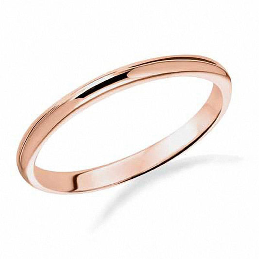 Men's 2.0mm Low Dome Wedding Band in Solid 14K Rose Gold