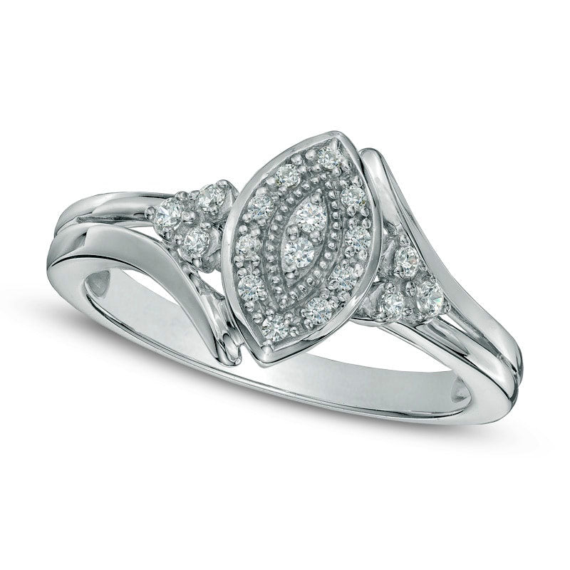 0.13 CT. T.W. Natural Diamond Marquise Promise Ring in Sterling Silver