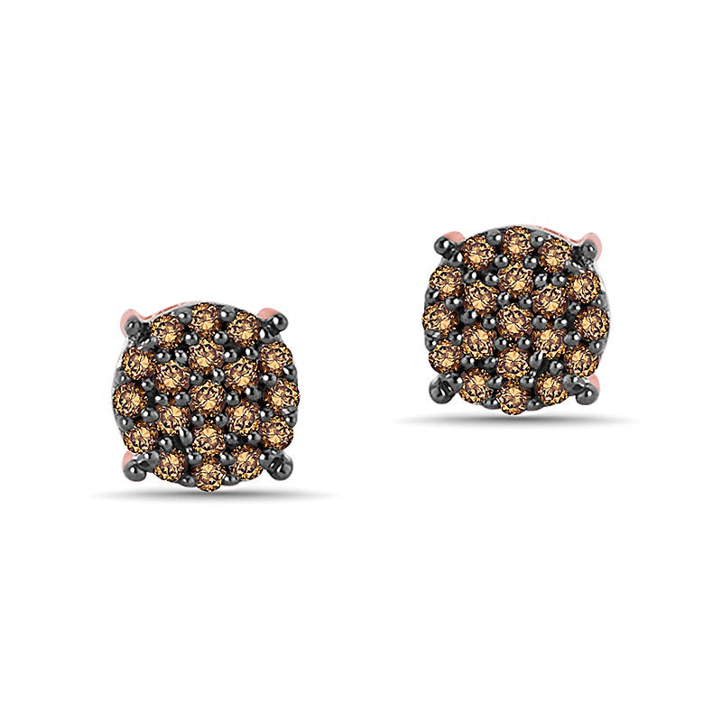 0.13 CT. T.W. Champagne Diamond Cluster Stud Earrings in 10K Rose Gold