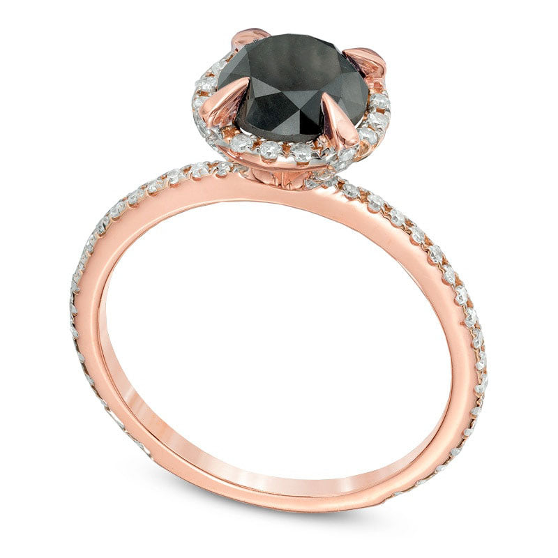 2.0 CT. T.W. Enhanced Black and White Natural Diamond Frame Engagement Ring in Solid 10K Rose Gold