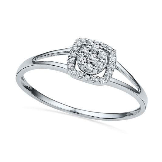 0.10 CT. T.W. Composite Natural Diamond Square Frame Promise Ring in Solid 10K White Gold