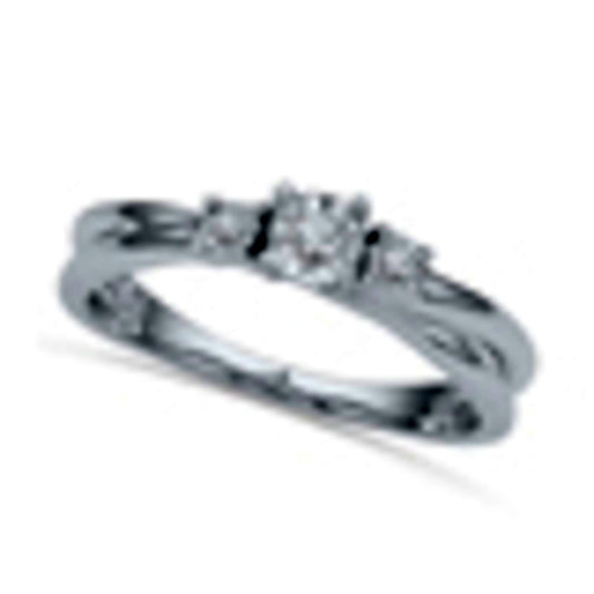 Natural Diamond Accent Three Stone Promise Ring in Solid 10K White Gold