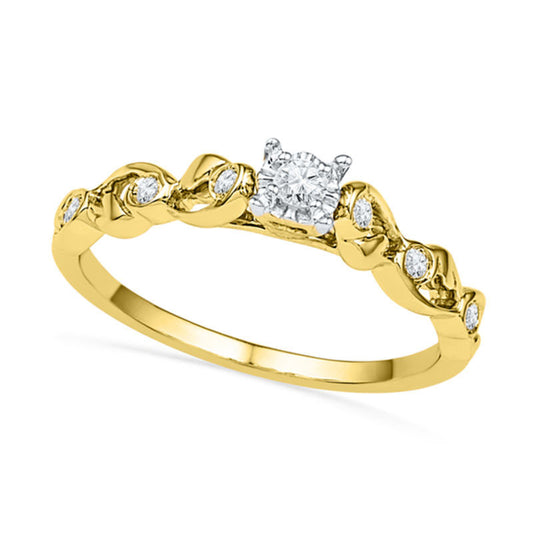 0.13 CT. T.W. Natural Diamond Ribbon Promise Ring in Solid 10K Yellow Gold