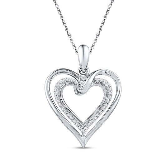 0.1 CT. T.W. Natural Diamond Heart Pendant in Sterling Silver