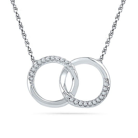 0.1 CT. T.W. Natural Diamond Interlocking Circles Necklace in 10K White Gold