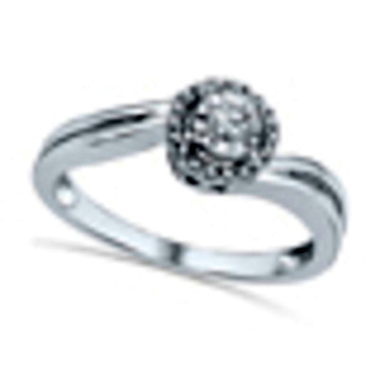 0.13 CT. T.W. Natural Diamond Frame Promise Ring in Solid 10K White Gold