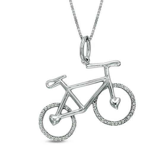 0.13 CT. T.W. Natural Diamond Bicycle Pendant in Sterling Silver