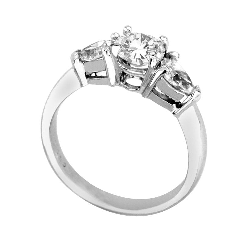 1.5 CT. T.W. Natural Diamond Three Stone Engagement Ring in Solid 14K White Gold