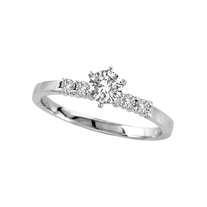 0.50 CT. T.W. Natural Diamond Engagement Ring in Solid 14K White Gold