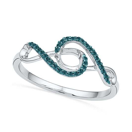 0.10 CT. T.W. Enhanced Blue Natural Diamond Double Infinity Ring in Sterling Silver