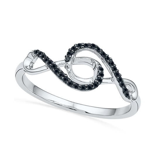 0.10 CT. T.W. Enhanced Black Natural Diamond Double Infinity Ring in Sterling Silver