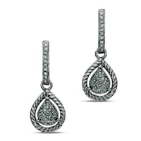 0.13 CT. T.W. Diamond Rope Frame Teardrop Earrings in Sterling Silver