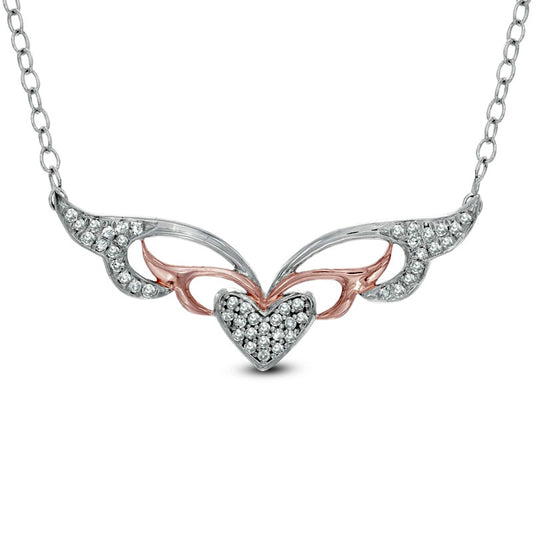 0.1 CT. T.W. Natural Diamond Masquerade-Style Heart Necklace in Two-Tone Sterling Silver