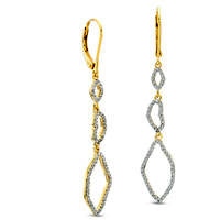 0.38 CT. T.W. Diamond Dangle Drop Earrings in Sterling Silver and 14K Gold Plate