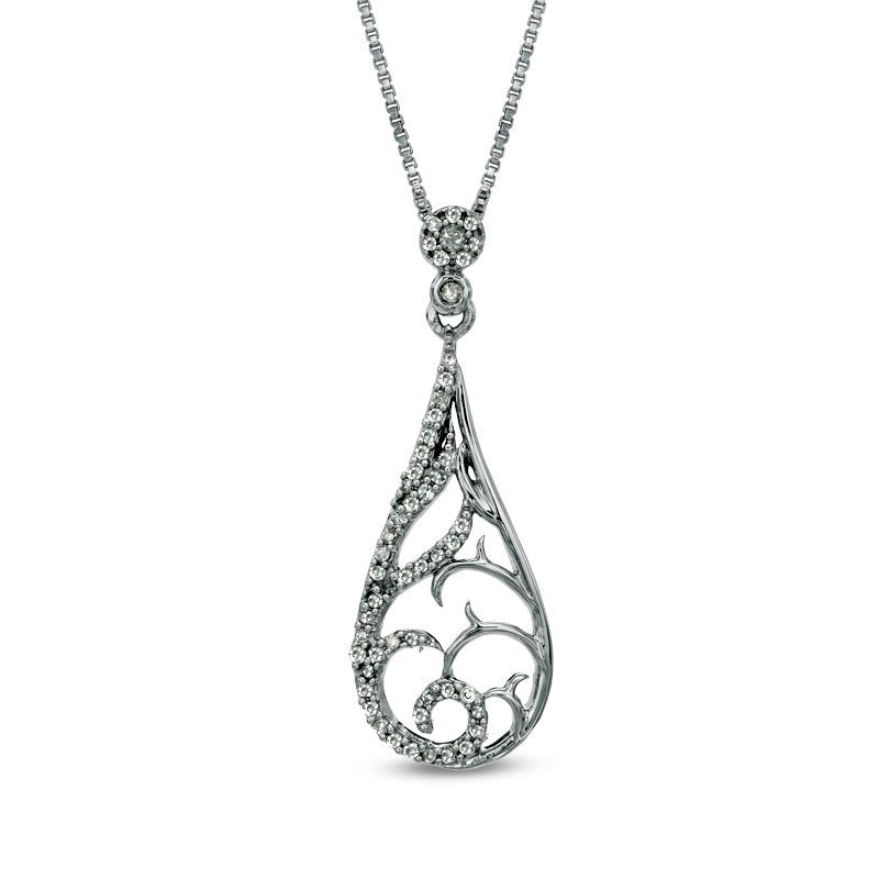 0.17 CT. T.W. Natural Diamond Teardrop Pendant in Sterling Silver