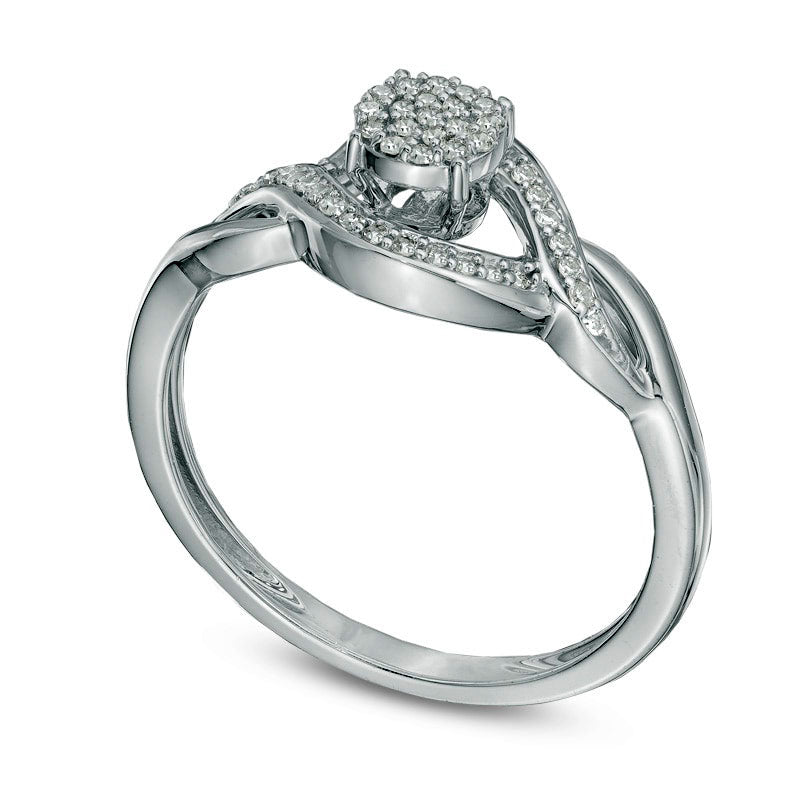 0.13 CT. T.W. Natural Diamond Cluster Promise Ring in Solid 10K White Gold