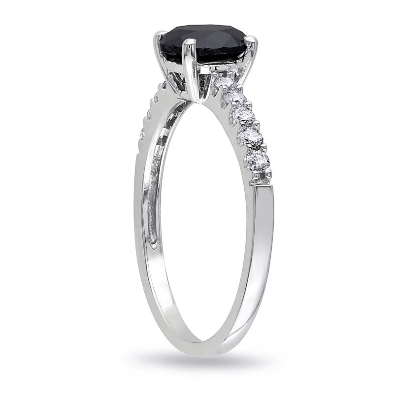 1.25 CT. T.W. Enhanced Black and White Natural Diamond Engagement Ring in Solid 14K White Gold