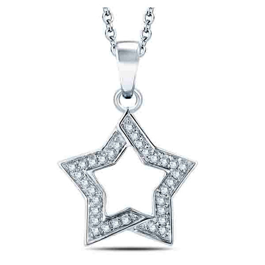 0.1 CT. T.W. Natural Diamond Star Outline Pendant in Sterling Silver