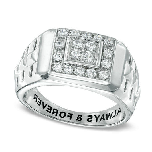 Men's 0.50 CT. T.W. Natural Diamond Wedding Band in Sterling Silver (16 Characters)