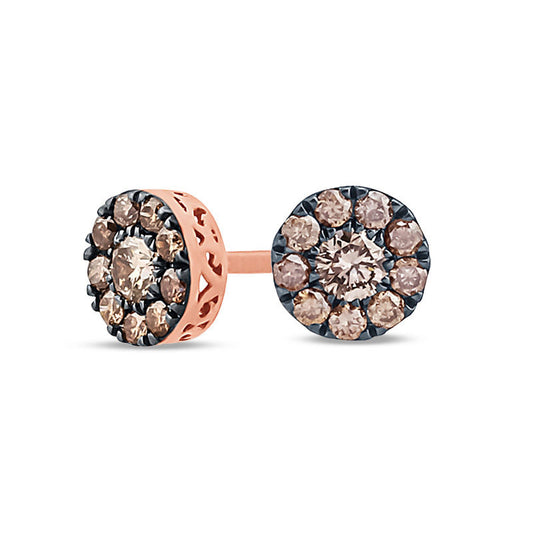 0.25 CT. T.W. Champagne Diamond Frame Stud Earrings in 10K Rose Gold