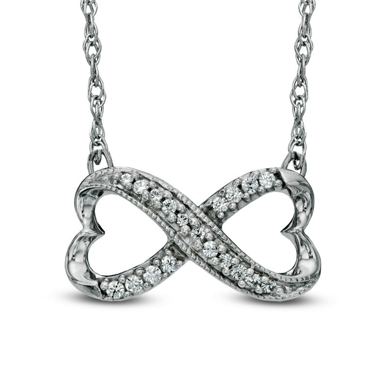 0.1 CT. T.W. Natural Diamond Sideways Heart Infinity Pendant in Sterling Silver