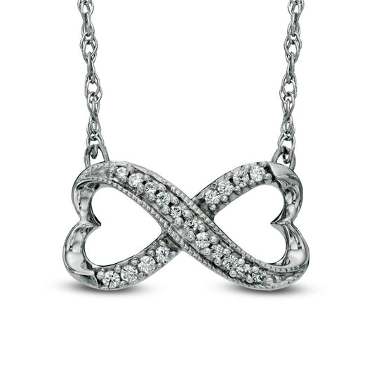 0.1 CT. T.W. Natural Diamond Sideways Heart Infinity Pendant in Sterling Silver