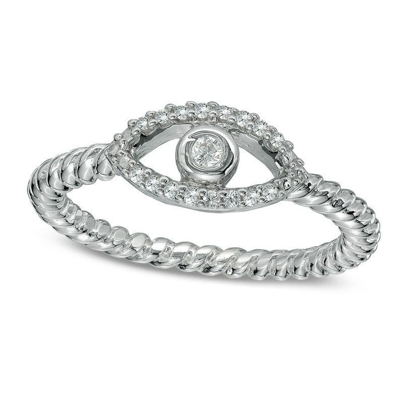 0.05 CT. T.W. Natural Diamond Evil Eye Midi Ring in Sterling Silver