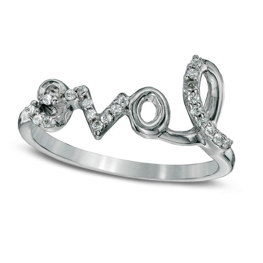 Natural Diamond Accent Cursive "love" Midi Ring in Sterling Silver